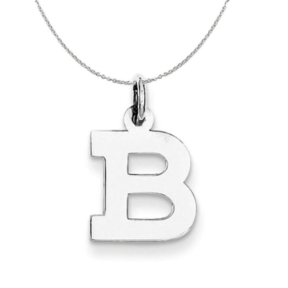 Silver, Amanda Collection Small Block Style Initial B Necklace - 24 In